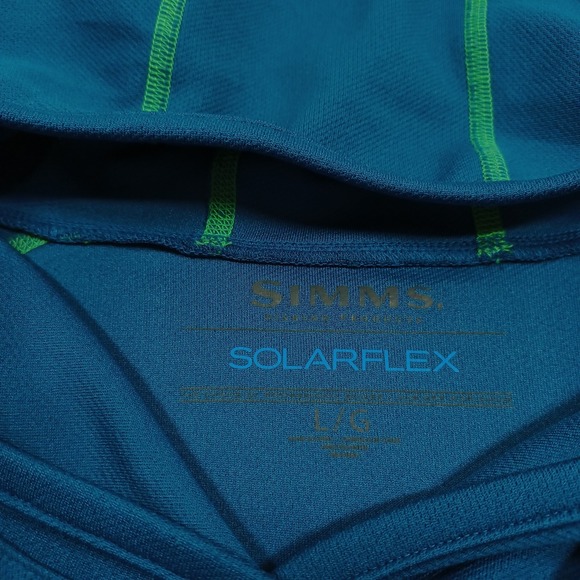 Simms Sweater Womens Large Blue Hoodie Pullover Solarflex Pockets Casual - Picture 5 of 9